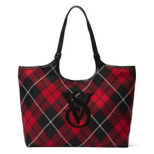 NWT Victoria's Secret Plaid Tote Red and Black